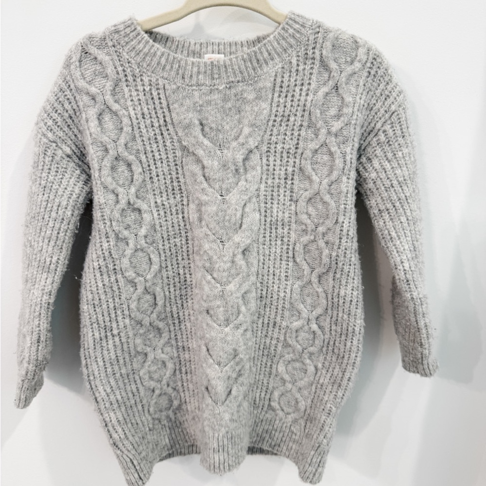 Cat & Jack- Baby Girl- Cozy Cable-Knit Crewneck Sweater Dress - Light Gray